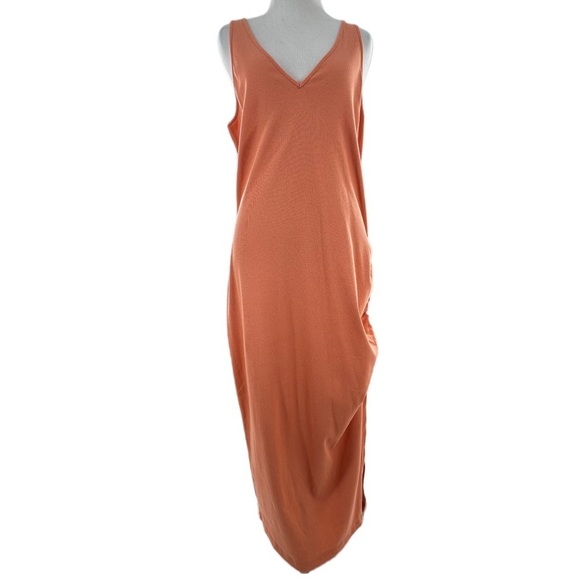 a new day Dresses & Skirts - A new day womens dress size XL orange sherbet ribbed knit scrunched maxi
